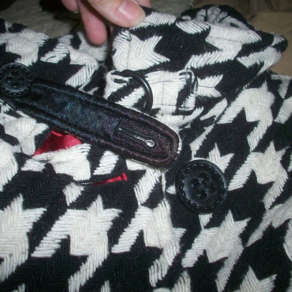 Express Tweed Wool Blend Medium, Black  White Pea Coat Preppy Academia Lined - Picture 7 of 16